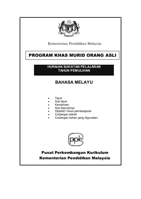 BAHASA MELAYU PROGRAM KHAS MURID ORANG ASLI