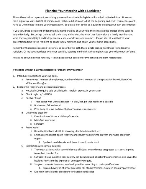 Sample Outline Eye Bank Association Of America