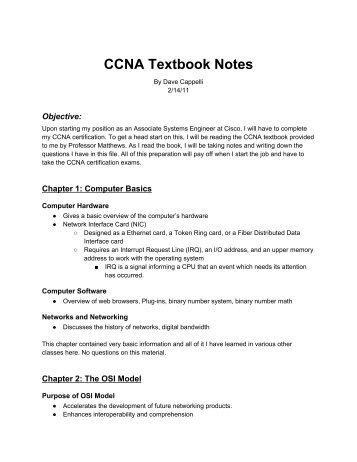 CCNA Textbook Notes