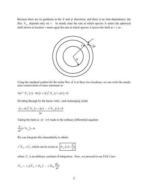 Mass Transfer Between a Sphere and an Unbounded Fluid ( )