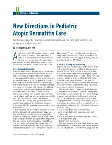 New Directions in Pediatric Atopic Dermatitis Care