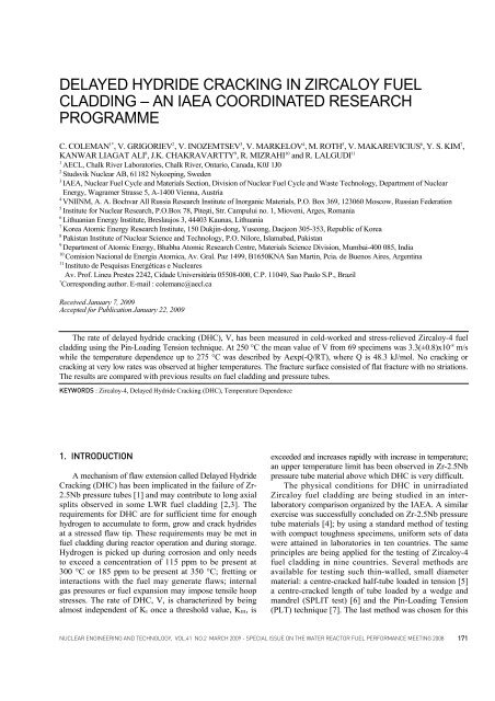DELAYED HYDRIDE CRACKING IN ZIRCALOY FUEL CLADDING ...