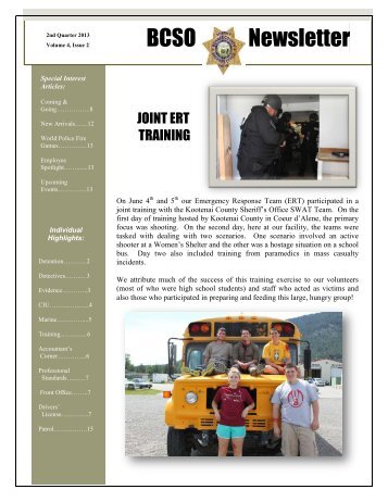 2nd Quarter 2013 Newsletter - Bonner County Sheriff's Office