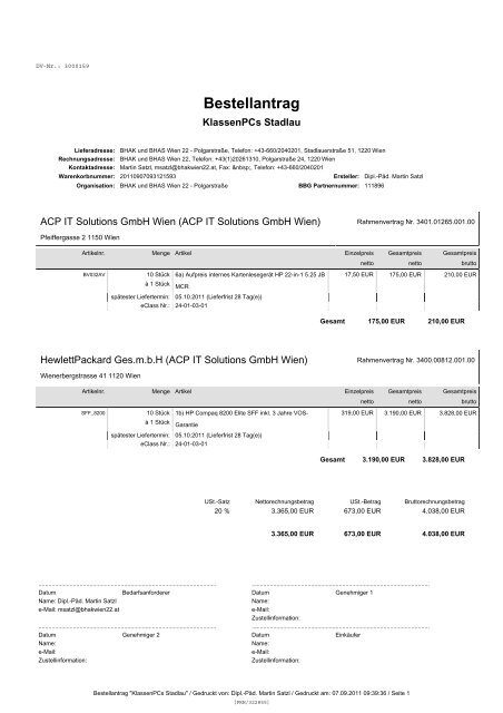 Bestellantrag - Net