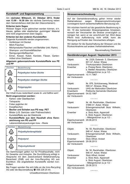 MITTEILUNGSBLATT - Gemeinde Oberbüren