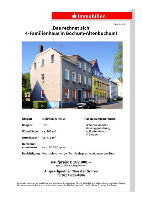 4-Familienhaus in Bochum-Altenbochum! - S-Immobiliendienst.de
