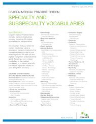 SPECIALTY AND SUBSPECIALTY VOCABULARIES - Nuance