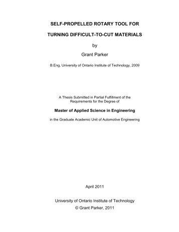 SELF-PROPELLED ROTARY TOOL FOR ... - e-scholar@UOIT