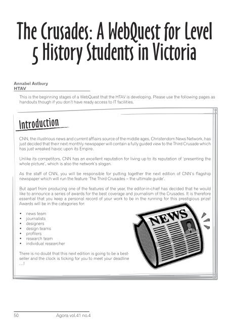 The Crusades: A WebQuest for Level 5 History Students in ... - HTAV