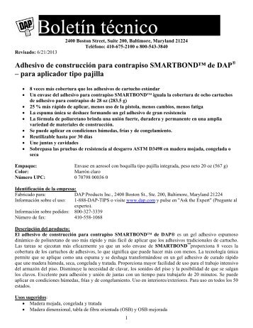 Smartbond Subfloor Straw-Grade TB0613 Spanish - Dap