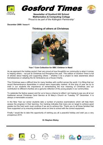 Thinking of others at Christmas - Gosford Hill School