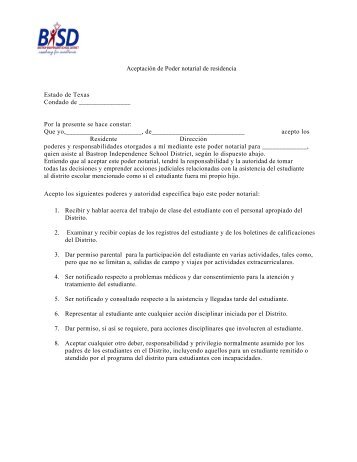 AceptaciÃ³n de Poder notarial de residencia Estado de Texas ...