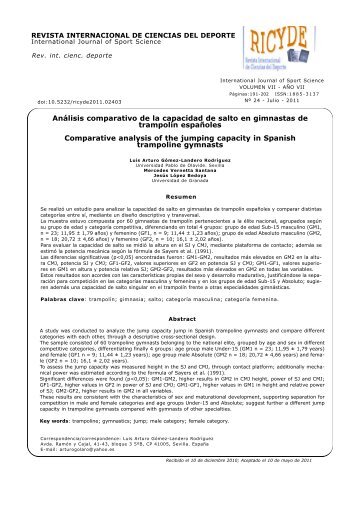 Análisis comparativo de la capacidad de salto en ... - CAFyD