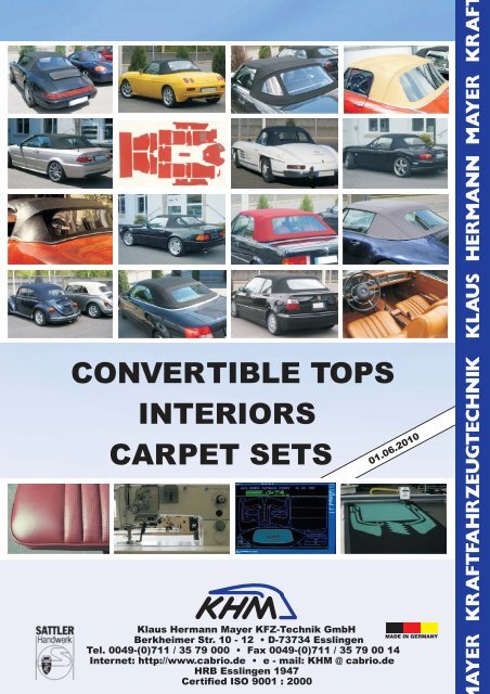 Convertible tops interiors carpet sets - Klaus Hermann Mayer-KFZ ...
