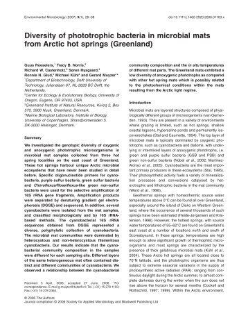 Diversity of phototrophic bacteria in microbial mats from Arctic hot ...