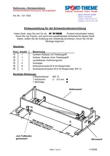 Einbauanleitung für die ... - Sport-Thieme AT