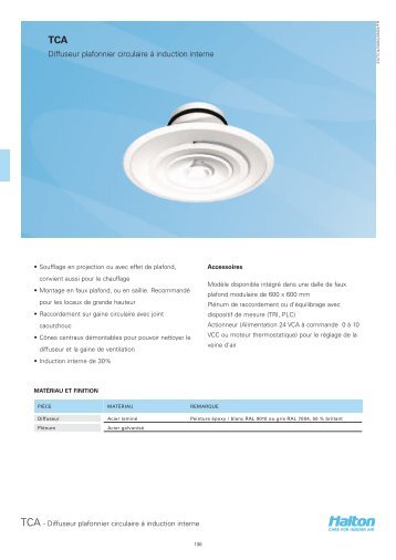 Diffuseur plafonnier circulaire Ã¡ induction interne - Halton