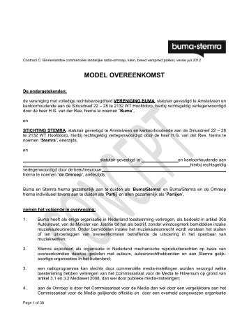 Model overeenkomst contract C – Commerciële ... - Buma/Stemra