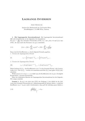 LAGRANGE–INVERSION - EMIS