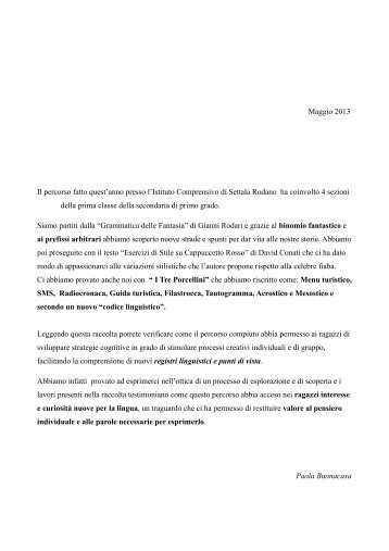 Settala e Rodano - Quando scrivere Ã¨ una favola â Prima media