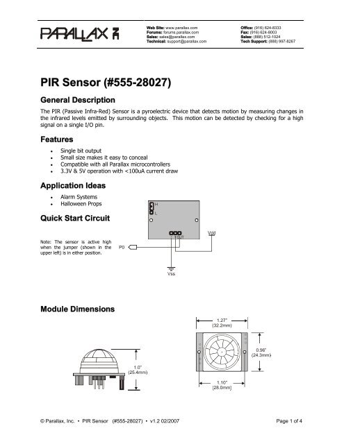 PIR Sensor (#555-28027) - content.solarboti...