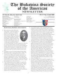 NEWSLETTER - Bukovina Society of the Americas