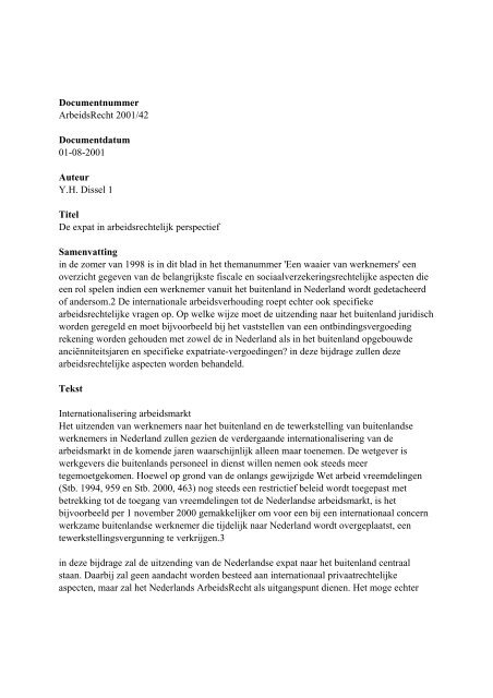 Documentnummer ArbeidsRecht 2001/42 ... - Boekel De NerÃ©e