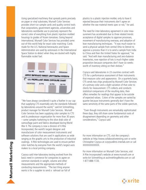 Munsell & Collaborative Testing Services - X-Rite