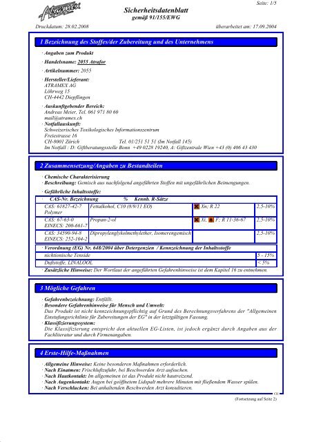 Sicherheitsdatenblatt