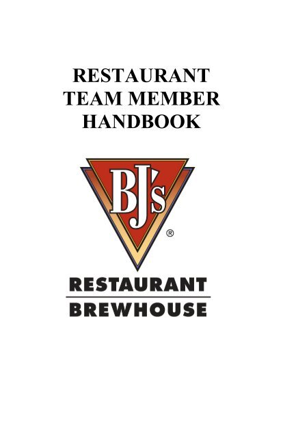 RESTAURANT TEAM MEMBER HANDBOOK - EthicsPoint