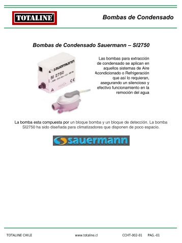 Bomba de Condensado Sauermann.pdf - Totaline Chile