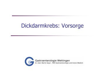 Vortrag Dickdarmkrebsvorsorge, Verstopfung und Stuhlinkontinenz