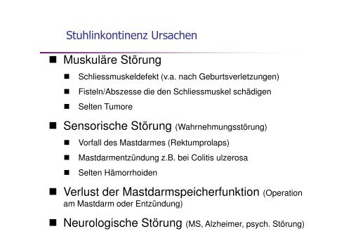 Vortrag Dickdarmkrebsvorsorge, Verstopfung und Stuhlinkontinenz