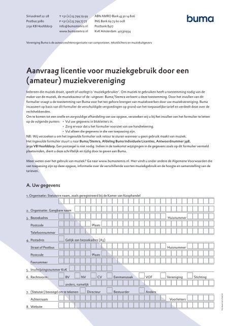 1_8_Aanvraag licentie voor muziekgebruik voor ... - Buma/Stemra