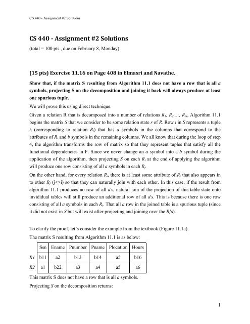 CS 440 - Assignment #2 Solutions - Classes