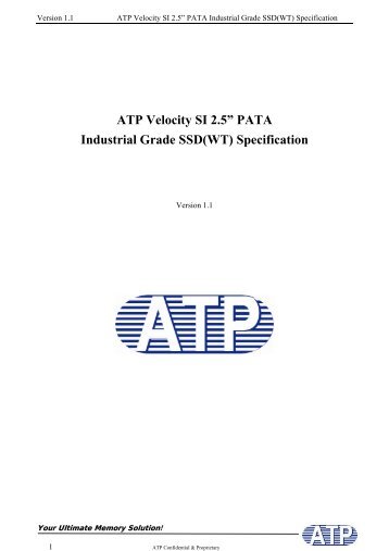 ATP Velocity SI 2.5â PATA Industrial Grade SSD(WT ... - Jactron