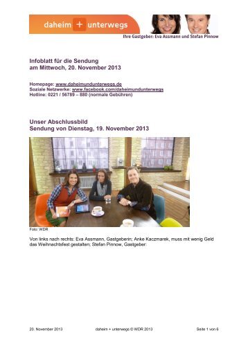 Infoblatt der Sendung vom 20.11.2013 (PDF-Download ... - WDR.de