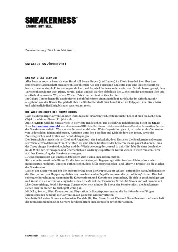 Pressemitteilung SNEAKERNESS 2011 - sneakerness Sneakerness