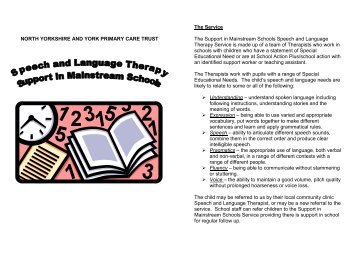 Speech and Language Therapy Support in Mainstream Schools