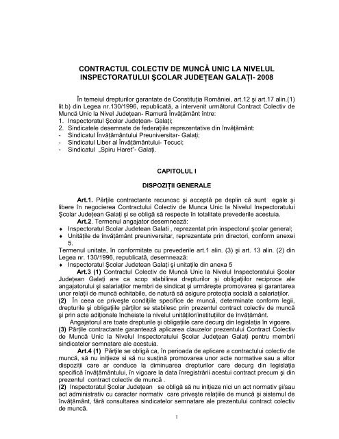 contractul colectiv de muncÄƒ unic la nivelul inspectoratului ÅŸcolar ...