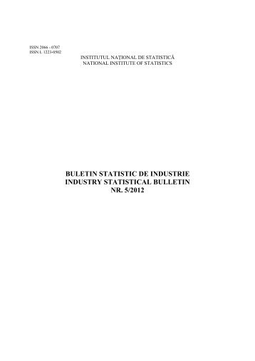 buletin statistic de industrie industry statistical bulletin nr. 5/2012