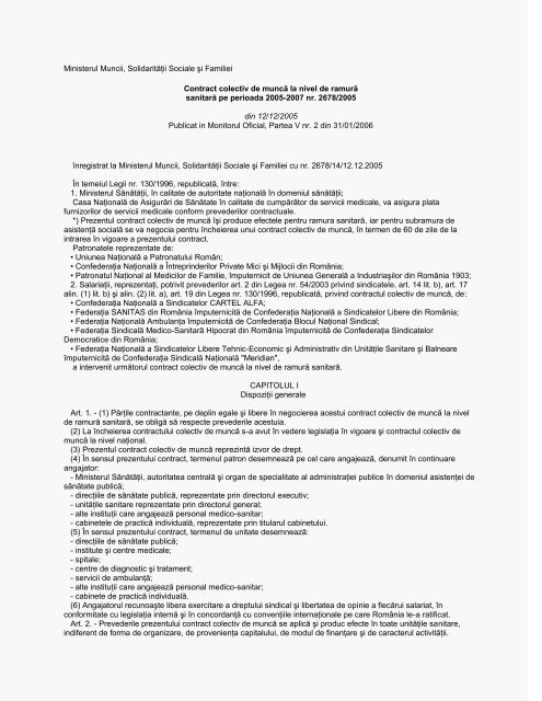 Contract colectiv nr. 2678 din 2005 - Institutul ORL