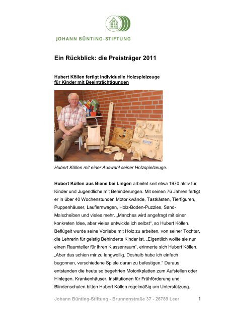 Rückblick Preisträger 2011