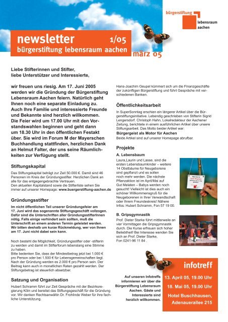 Newsletter 2: MÃ¤rz 2005 - bÃ¼rgerstiftung lebensraum aachen