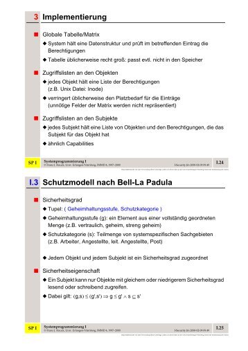 I.3 Schutzmodell nach Bell-La Padula 3 Implementierung - CS 4