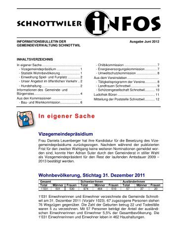 Infoblatt Juni 2012 - Gemeinde Schnottwil