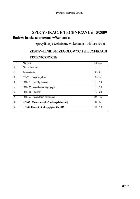 Specyfikacja techniczna wykonania i odbioru robÃ³t - Biuletyn ...