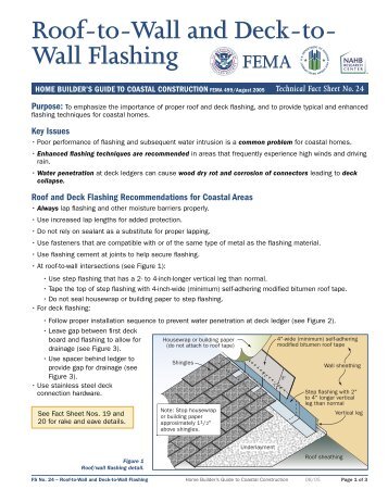 Fact Sheet No. 24, Roof-to-Wall and Deck-to-Wall Flashing