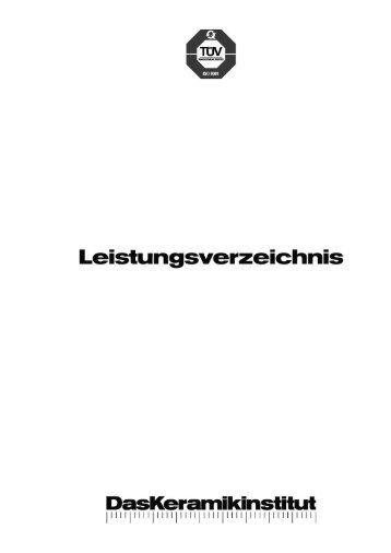 Leistungsverzeichnis - Keramikinstitut Meißen