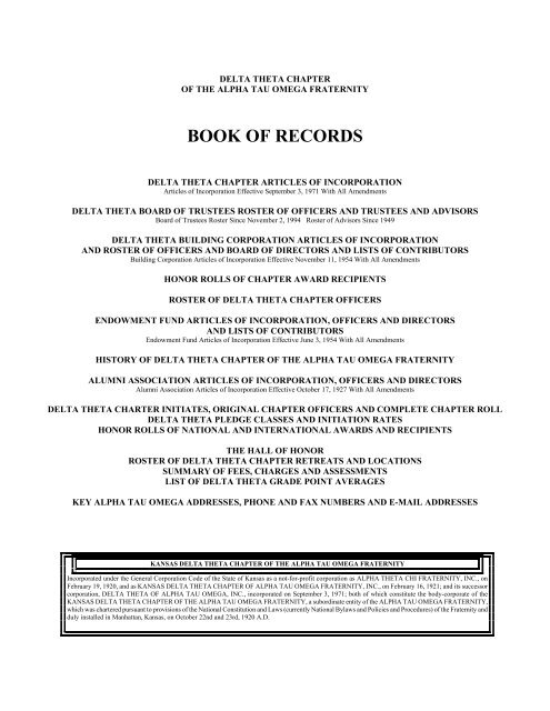 book of records - Kansas State University